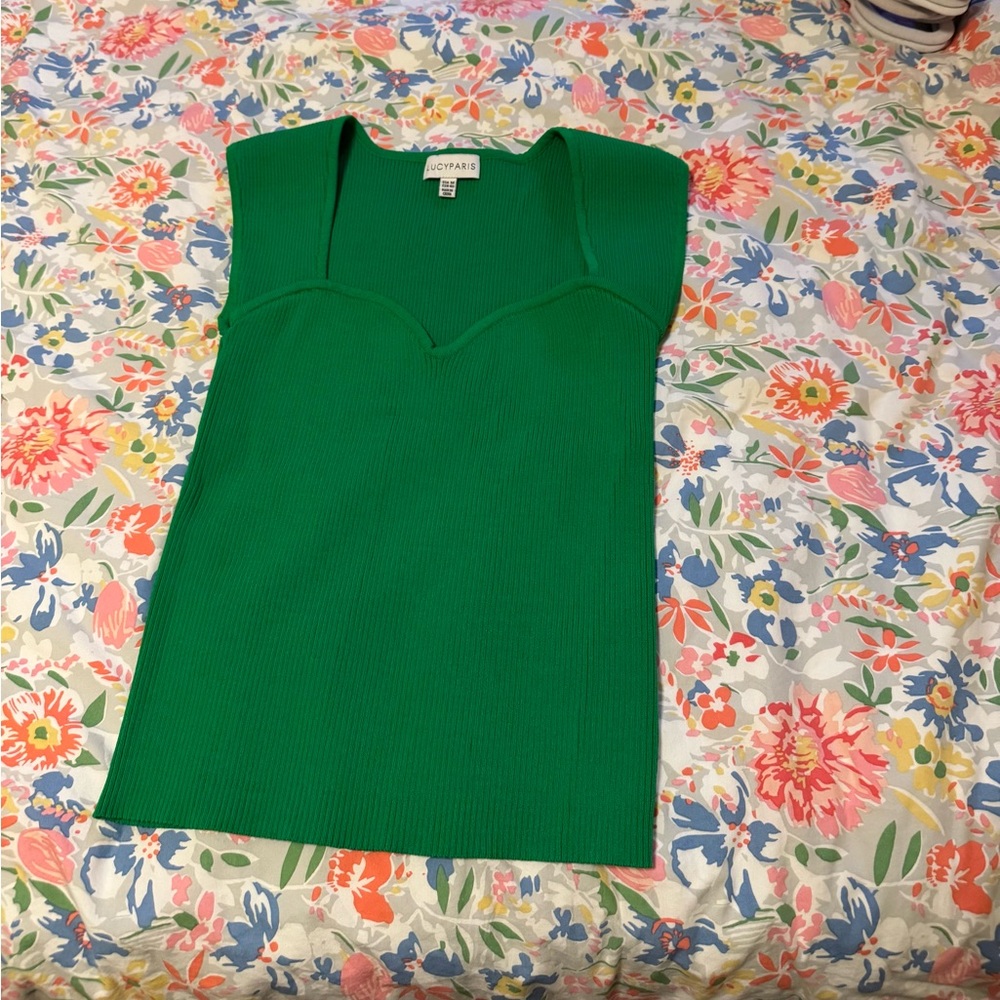 Lucy Paris Green Ribbed Top